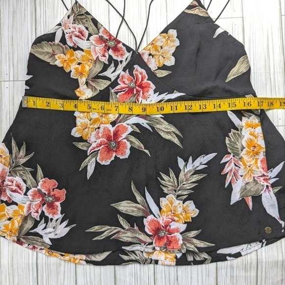 Volcom Good to Be You Cami in Strappy Black and Green Floral Size XS - Picture 8 of 12